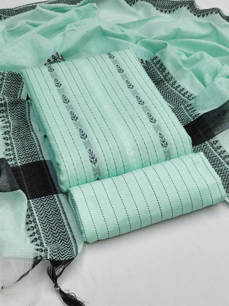 sea green cotton woven dress material