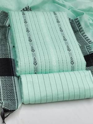 sea green cotton woven dress material 3