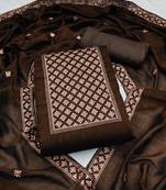 brown silk blend embroidered dress material