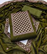 mehendi silk blend embroidered dress material