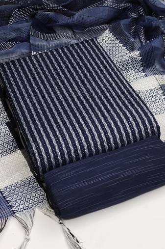 blue cotton woven dress material