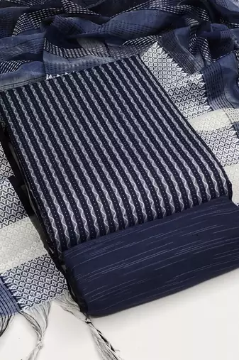 blue cotton woven dress material