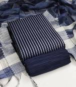 blue cotton woven dress material