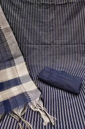 blue cotton woven dress material