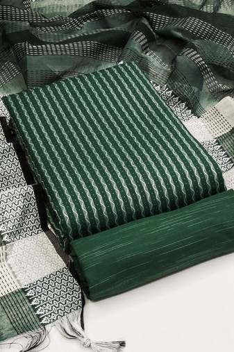 green cotton woven dress material