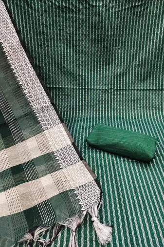 green cotton woven dress material