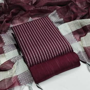 magenta cotton woven dress material 1