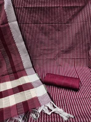 magenta cotton woven dress material 2