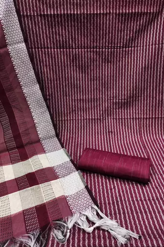 magenta cotton woven dress material