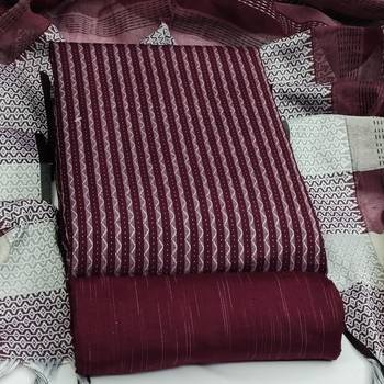 magenta cotton woven dress material 3