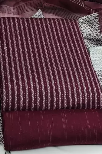 magenta cotton woven dress material