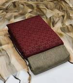 maroon cotton woven dress material