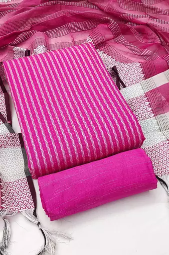 pink cotton woven dress material