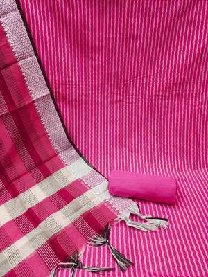 pink cotton woven dress material 2