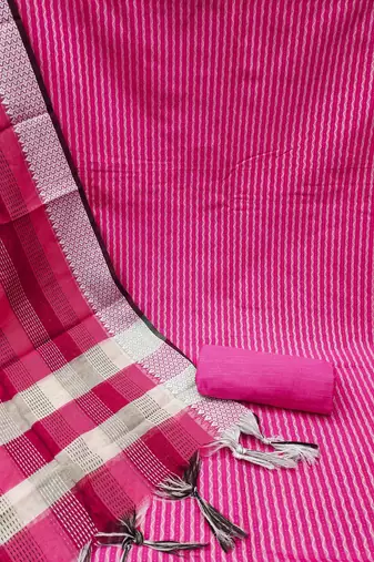 pink cotton woven dress material