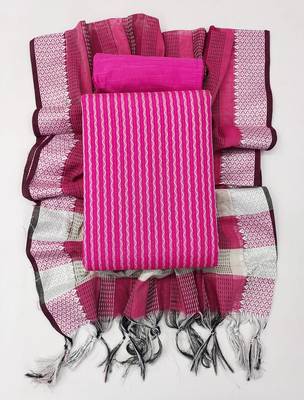 pink cotton woven dress material 3