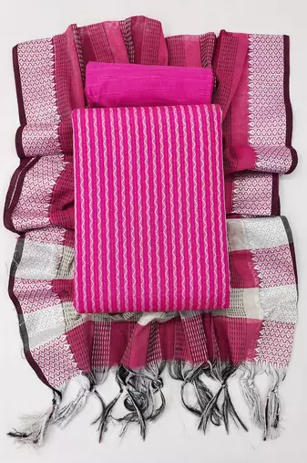 pink cotton woven dress material