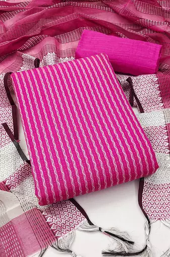 pink cotton woven dress material