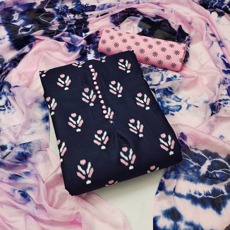 blue cotton printed dress material