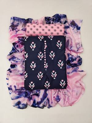 blue cotton printed dress material 3