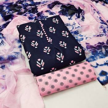 blue cotton printed dress material 4
