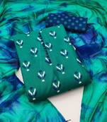 green cotton printed dress material