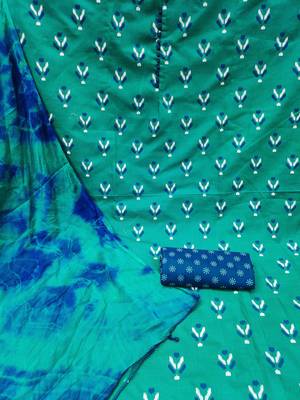green cotton printed dress material 2