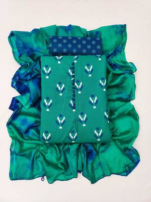 green cotton printed dress material 3
