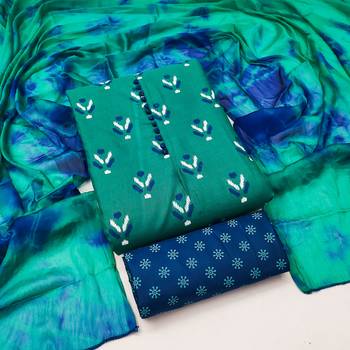 green cotton printed dress material 4