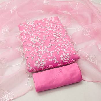 baby pink organza embroidered dress material 2