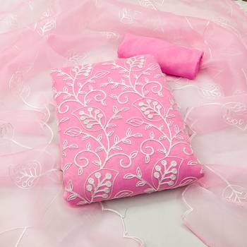 baby pink organza embroidered dress material 3