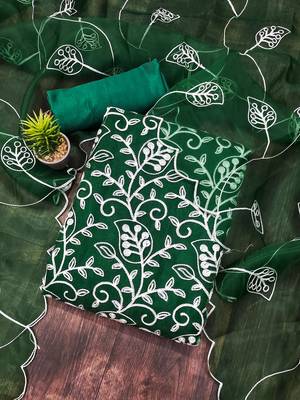 green organza embroidered dress material 1