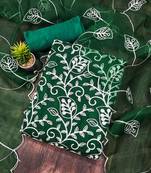 green organza embroidered dress material