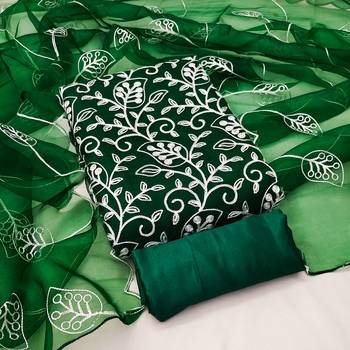 green organza embroidered dress material 2