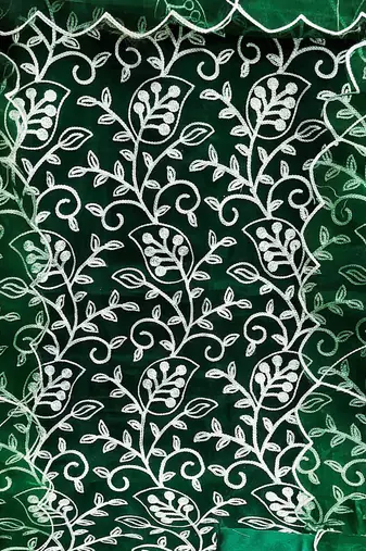 green organza embroidered dress material