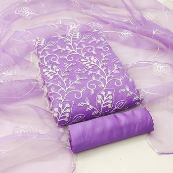 purple organza embroidered dress material 2