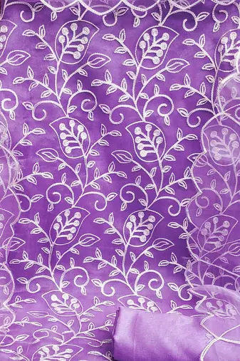 purple organza embroidered dress material