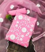 baby pink organza embroidered dress material