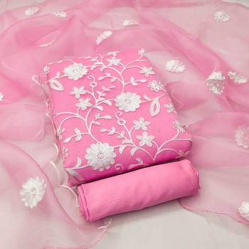 baby pink organza embroidered dress material 2