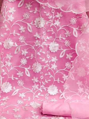 baby pink organza embroidered dress material 4