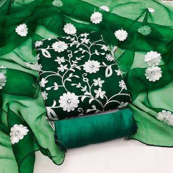 green organza embroidered dress material 2
