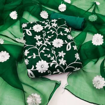 green organza embroidered dress material 3