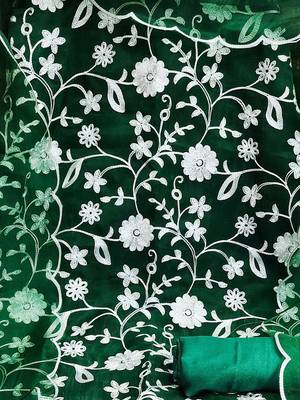 green organza embroidered dress material 4