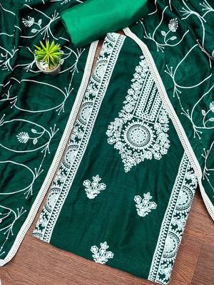 sea green silk blend embroidered dress material 2