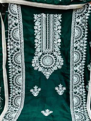 sea green silk blend embroidered dress material 3