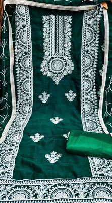 sea green silk blend embroidered dress material 4