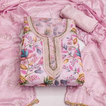 baby pink organza hand embroidery dress material 3