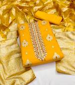 yellow organza woven dress material