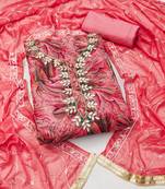 pink organza hand embroidery dress material