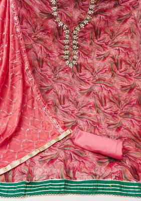 pink organza hand embroidery dress material 2